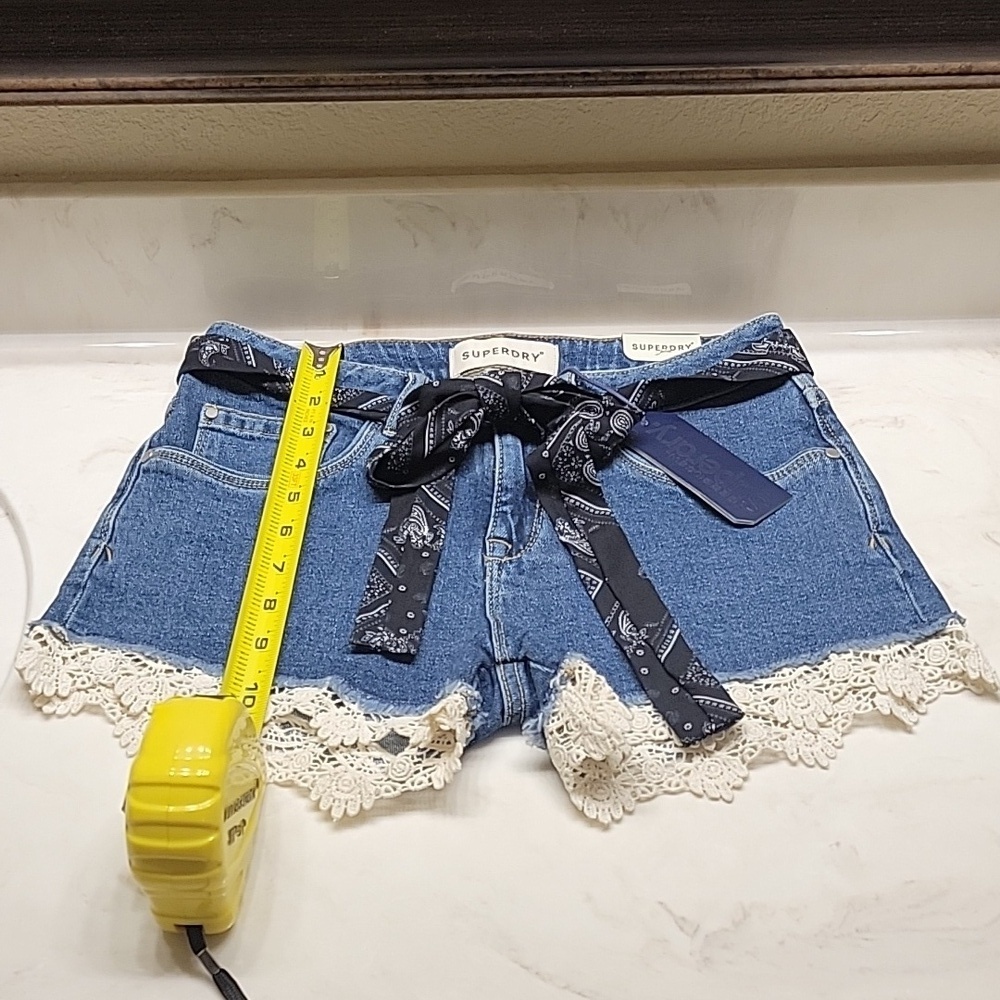 Superdry blue jean and Lace Shorts size 27 NWT - Picture 6 of 13